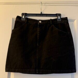English Factory Black Denim High Waisted Mini Skirt - Size L